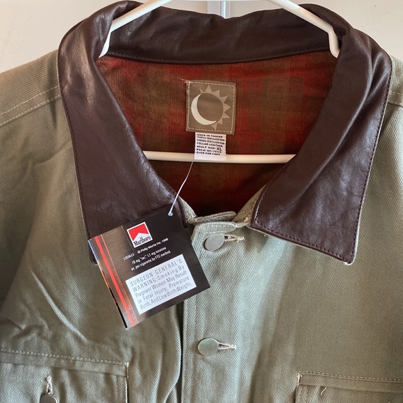 Marlboro Twill Jacket Flannel Lined Leather Collar NEW ~ Size Men’s XL - Picture 3 of 4